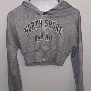 SHEIN Gray Hoodie with Green Lettering